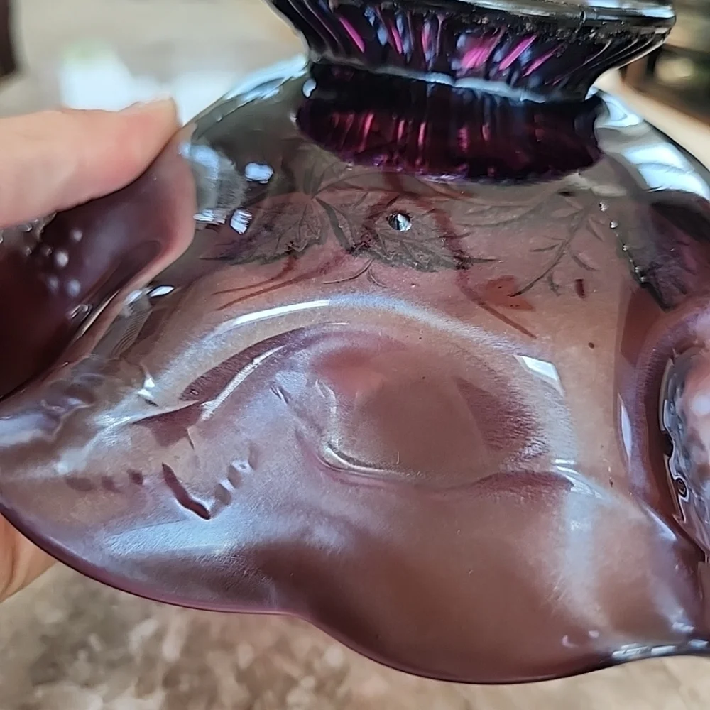 Northwood Three Fruit Amethyst Carnival Bowl , 9